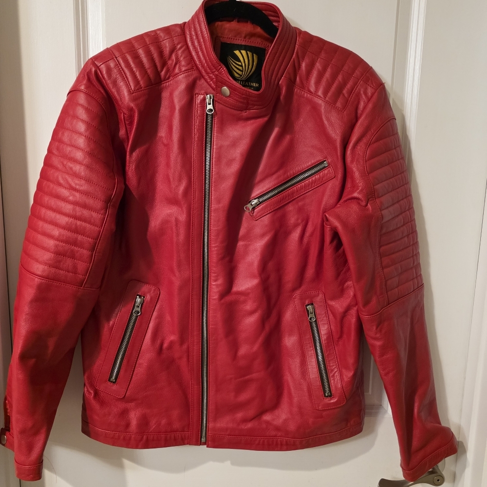 Premium Leather Design Your Imagination Men Moto Jacket Size Large
